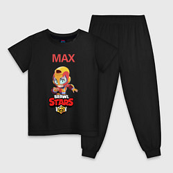 Пижама хлопковая детская BRAWL STARS MAX, цвет: черный