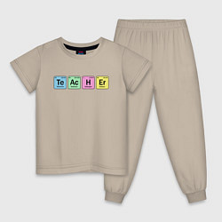 Пижама хлопковая детская Teacher, цвет: миндальный