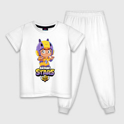 Пижама хлопковая детская BRAWL STARS BEA, цвет: белый