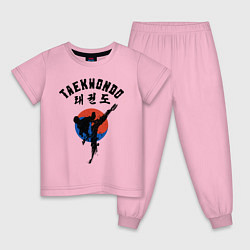 Пижама хлопковая детская Taekwondo, цвет: светло-розовый