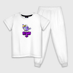 Пижама хлопковая детская BRAWL STARS:РИКОШЕТ, цвет: белый