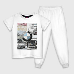 Пижама хлопковая детская 2002 turbo collage, цвет: белый