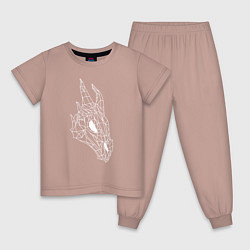 Пижама хлопковая детская Череп дракона, цвет: пыльно-розовый