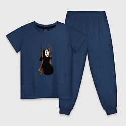 Пижама хлопковая детская Безликий на качелях, цвет: тёмно-синий