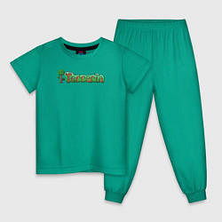 Пижама хлопковая детская Terraria цвета зеленый — фото 1