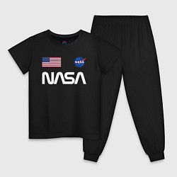 Пижама хлопковая детская NASA, цвет: черный