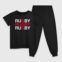 Пижама хлопковая детская Rugby Регби, цвет: черный