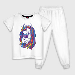 Пижама хлопковая детская Rasta Unicorn, цвет: белый