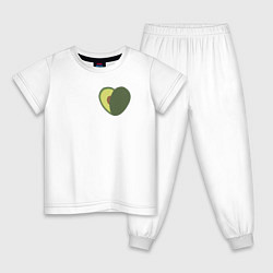 Пижама хлопковая детская Avocado Heart, цвет: белый