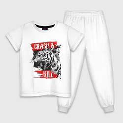 Пижама хлопковая детская Crash & Kill, цвет: белый