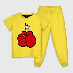 Пижама хлопковая детская Боксерские перчатки, цвет: желтый