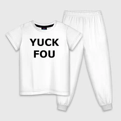 Пижама хлопковая детская YUCK FOU, цвет: белый