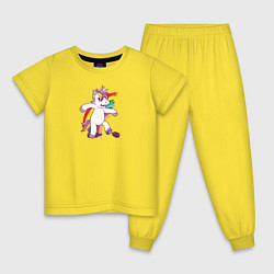 Пижама хлопковая детская Единорог алкоголик, цвет: желтый