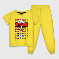 Пижама хлопковая детская BRAWL STARS, цвет: желтый