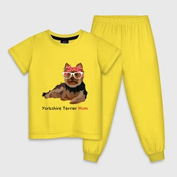 Пижама хлопковая детская Yorkshire terrier mom, цвет: желтый