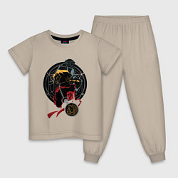 Пижама хлопковая детская Стальной алхимик, цвет: миндальный