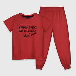 Пижама хлопковая детская Женщина в медицине, цвет: красный