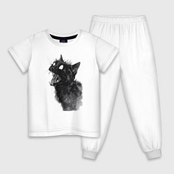 Пижама хлопковая детская Грозовой, кошак опасный, цвет: белый