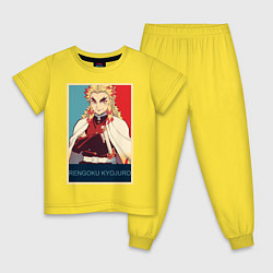 Пижама хлопковая детская Кёджуро Ренгоку, цвет: желтый