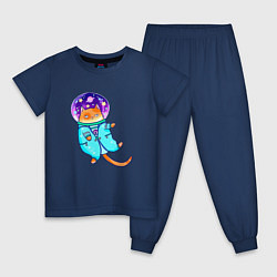 Пижама хлопковая детская КОСМОКОТ, цвет: тёмно-синий