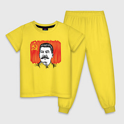 Пижама хлопковая детская Сталин и флаг СССР, цвет: желтый