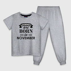 Пижама хлопковая детская Legends are born in November, цвет: меланж