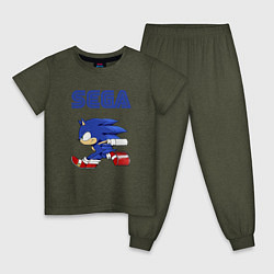 Пижама хлопковая детская SEGA, цвет: меланж-хаки