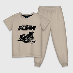 Пижама хлопковая детская KTM, цвет: миндальный