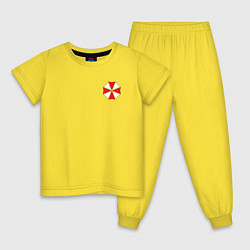 Пижама хлопковая детская UMBRELLA CORP НА СПИНЕ, цвет: желтый