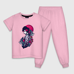 Пижама хлопковая детская ГЕЙША, цвет: светло-розовый