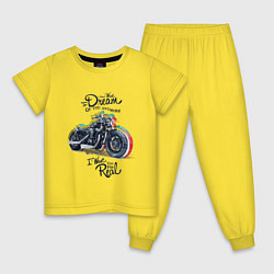 Пижама хлопковая детская Мотоцикл, цвет: желтый