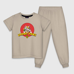 Пижама хлопковая детская Looney Tunes, цвет: миндальный