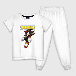 Пижама хлопковая детская Sonic, цвет: белый