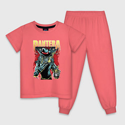 Пижама хлопковая детская Pantera, цвет: коралловый