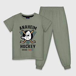 Пижама хлопковая детская ANAHEIM DUCKS, цвет: авокадо