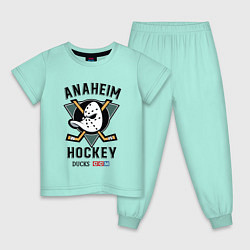 Пижама хлопковая детская ANAHEIM DUCKS, цвет: мятный