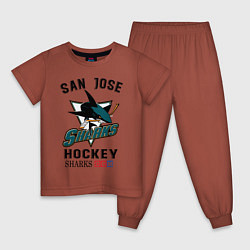 Пижама хлопковая детская SAN JOSE SHARKS, цвет: кирпичный