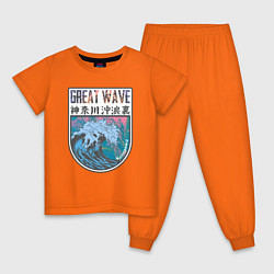 Пижама хлопковая детская Vaporwave Kanagawa, цвет: оранжевый
