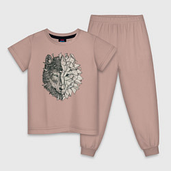 Пижама хлопковая детская Geometric Wolf, цвет: пыльно-розовый