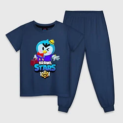 Пижама хлопковая детская BRAWL STARS MR P, цвет: тёмно-синий