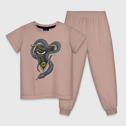 Пижама хлопковая детская Иллюминаты, цвет: пыльно-розовый