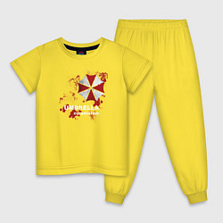 Пижама хлопковая детская Umbrella, цвет: желтый