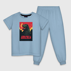 Пижама хлопковая детская Godzilla, цвет: мягкое небо