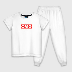 Пижама хлопковая детская OMG SUPREME STYLE, цвет: белый