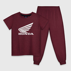 Пижама хлопковая детская HONDA, цвет: меланж-бордовый
