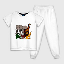 Пижама хлопковая детская Африка, цвет: белый