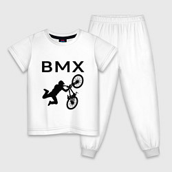 Пижама хлопковая детская Велоспорт BMX Z, цвет: белый