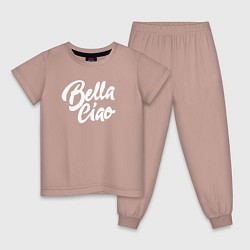 Пижама хлопковая детская Bella Ciao, цвет: пыльно-розовый