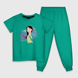 Пижама хлопковая детская Grace and Courage, цвет: зеленый