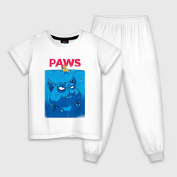 Пижама хлопковая детская Paws пародия на челюсти, цвет: белый